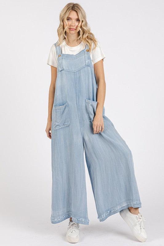 Mittoshop Wide Strap Wide Leg Overalls with Pockets - Brittney MADE