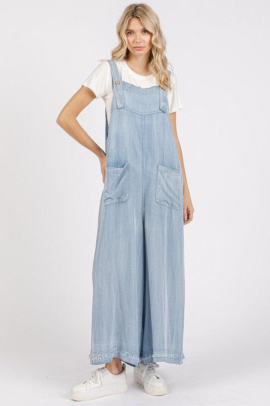 Mittoshop Wide Strap Wide Leg Overalls with Pockets - Brittney MADE