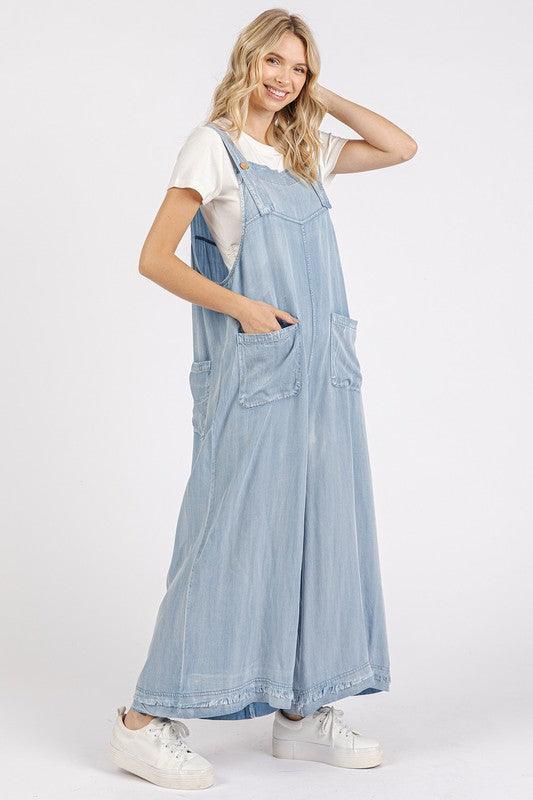 Mittoshop Wide Strap Wide Leg Overalls with Pockets - Brittney MADE