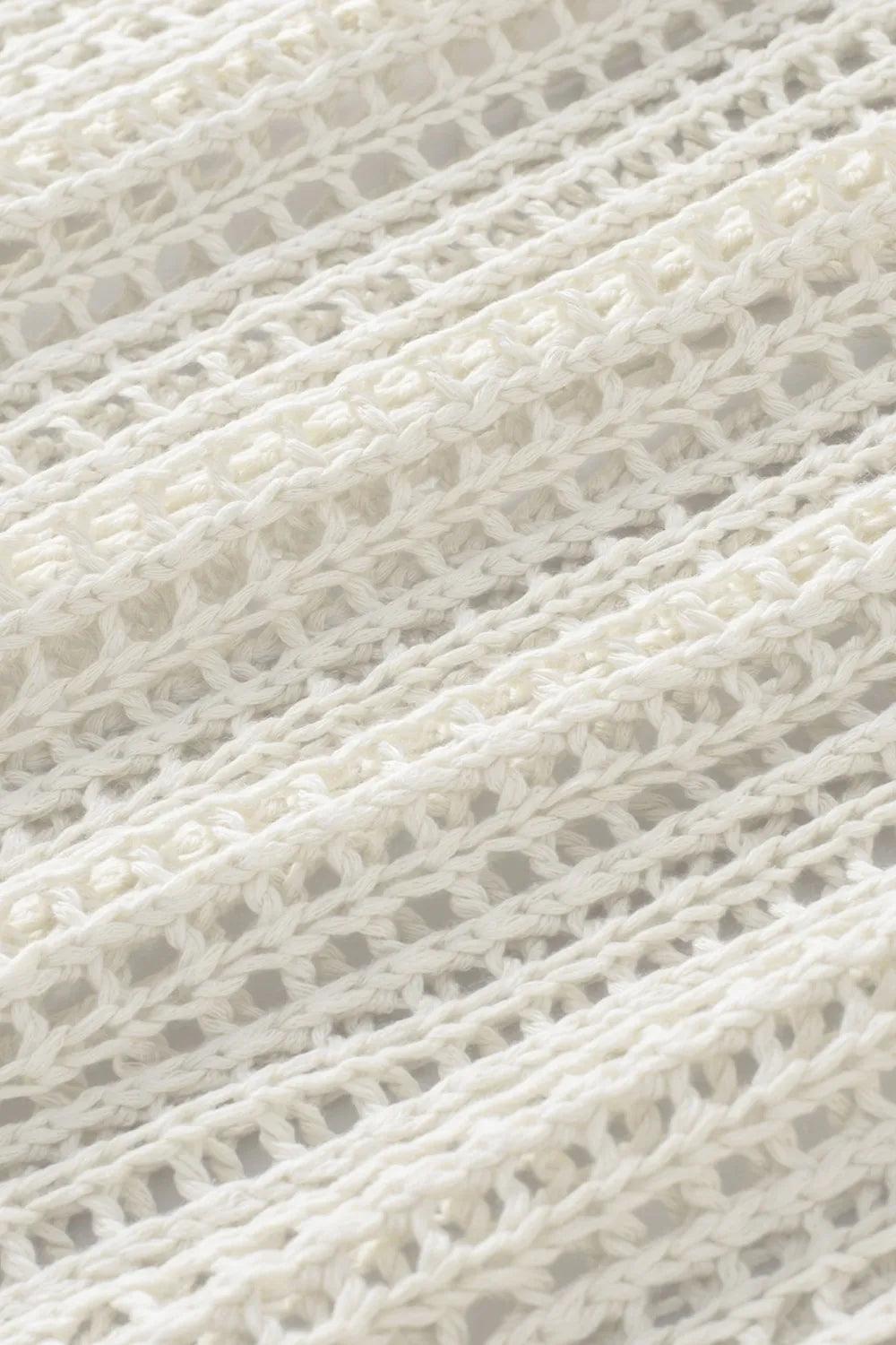 Openwork Round Neck Half Sleeve Knit Cover Up - Brittney MADE