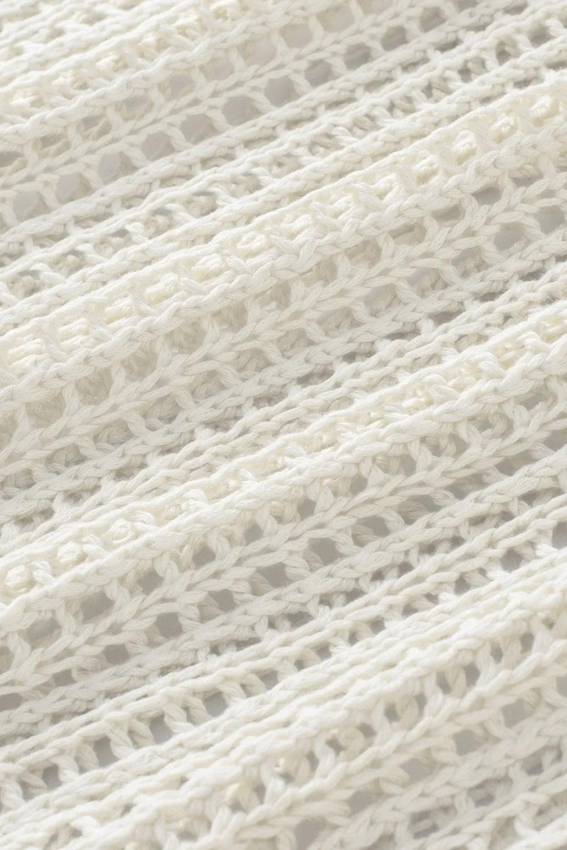 Openwork Round Neck Half Sleeve Knit Cover Up - Brittney MADE