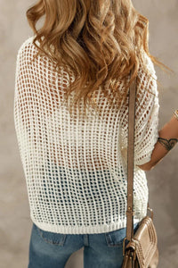 Openwork Round Neck Half Sleeve Knit Cover Up - Brittney MADE
