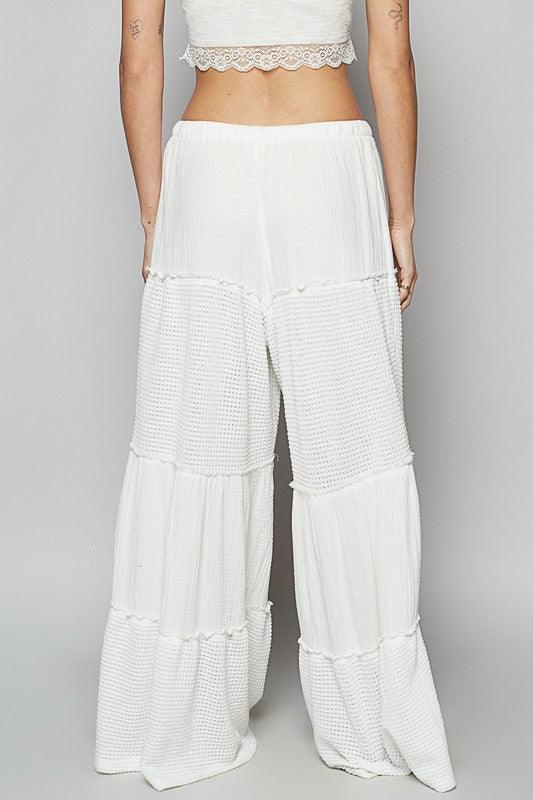 POL Waffle-Knit Drawstring Wide Leg Pants - Brittney MADE