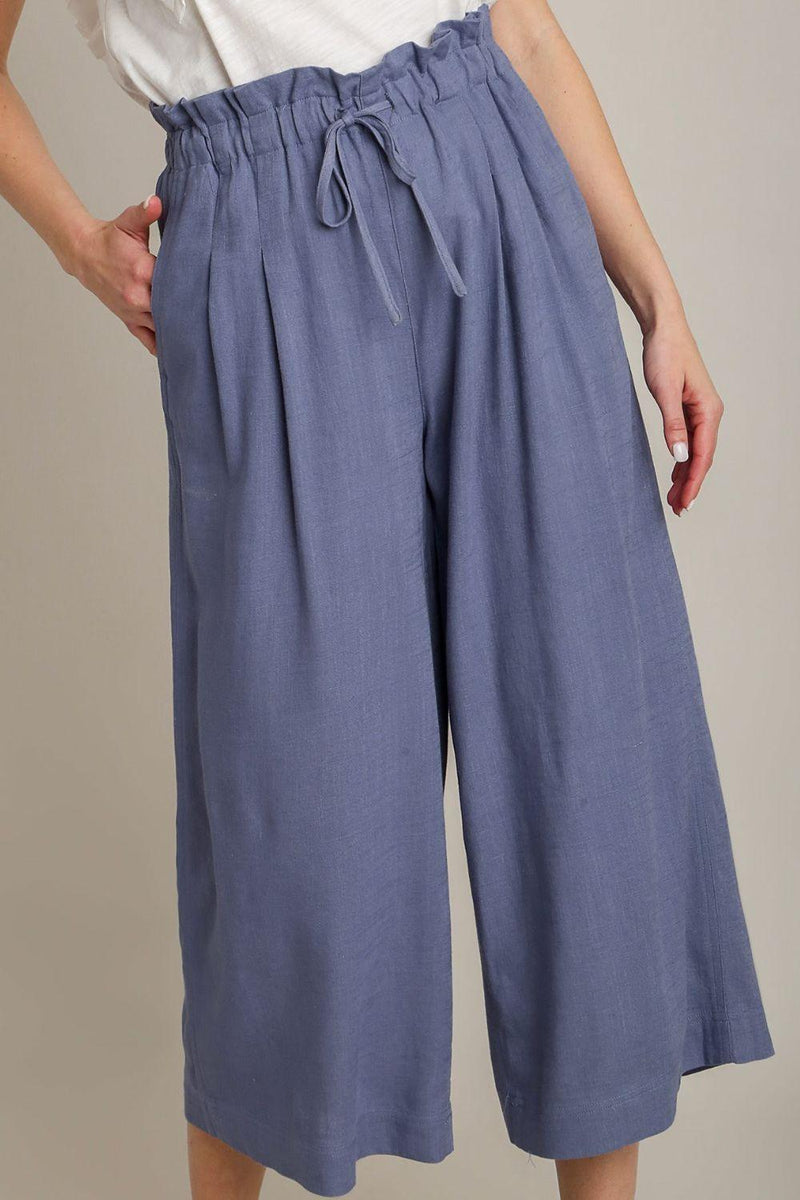Umgee Full Size Linen Wide Fit Pants with Drawstring Plus Size - Brittney MADE