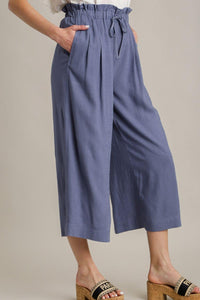 Umgee Full Size Linen Wide Fit Pants with Drawstring Plus Size - Brittney MADE