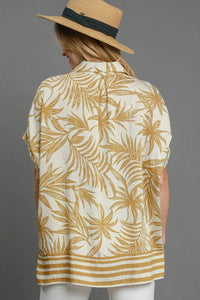 Umgee Full Size Tropical Print Button Down Shirt Plus Size - Brittney MADE